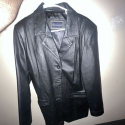 Rossano Black Leather Men's Blazer Jacket Button Closure Lined Pockets New