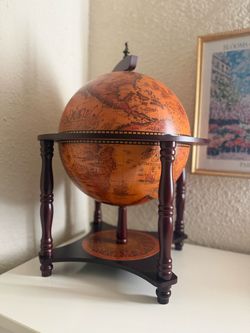 Vintage wooden globe mini bar