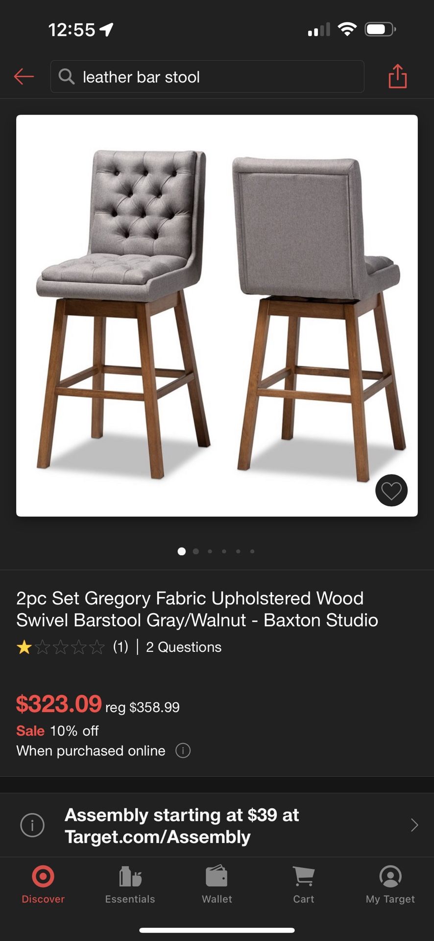 Bar Stools New Fully Assembled Set Of 2 