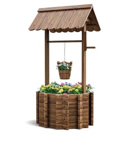 Assembled New Wishing Wells for Outside, Wooden Wishing Well Planter
