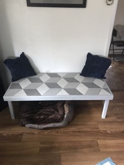 Custom made coffee table 3-D ceramic tile 56” x 28” 17 inches high