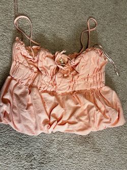 Pink Ruched Crop Cami Top