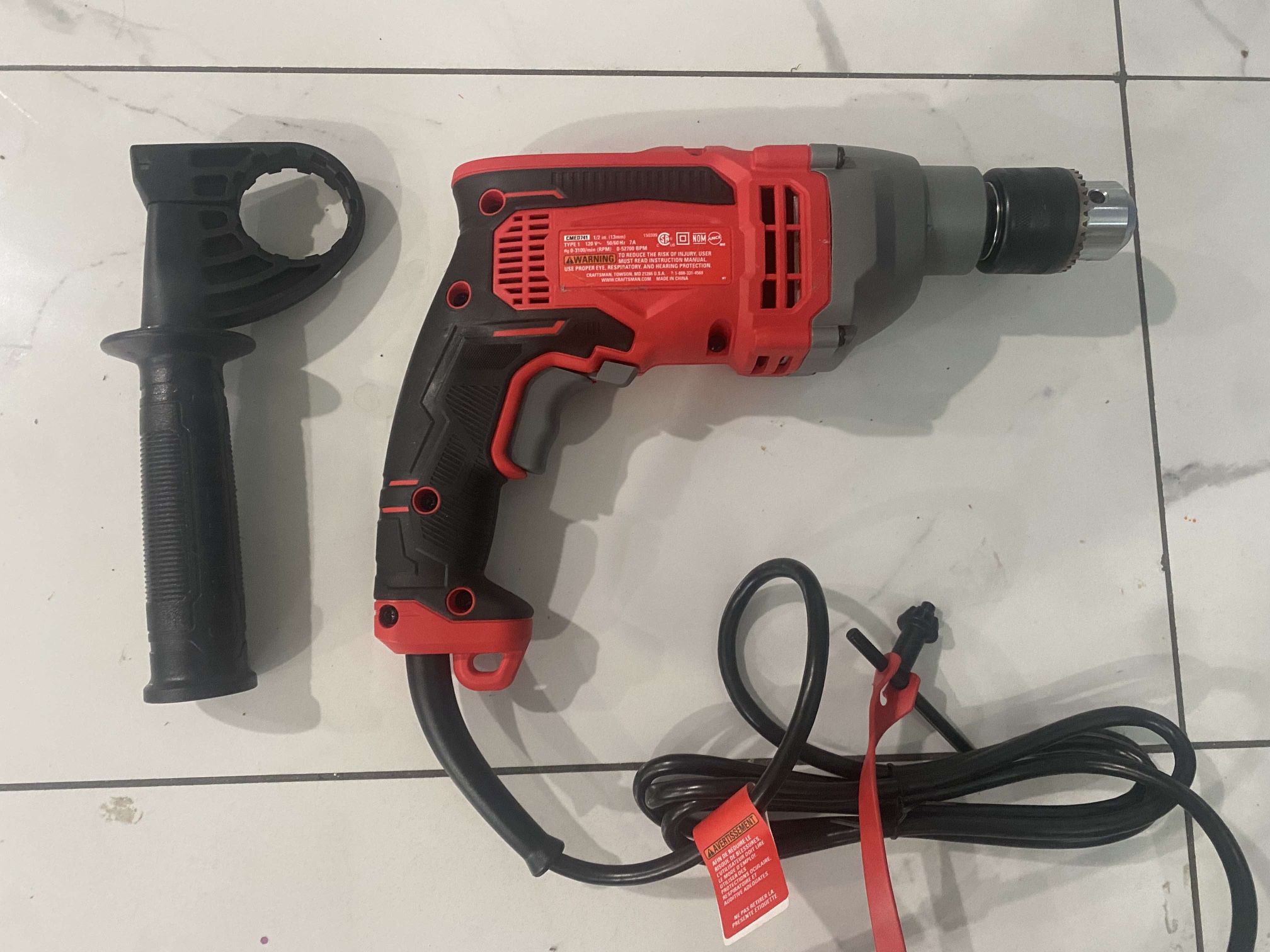 CRAFTSMAN Corded Hammer Drill, 7 Amp, Variable Speed, 1/2 inch (CMED741)