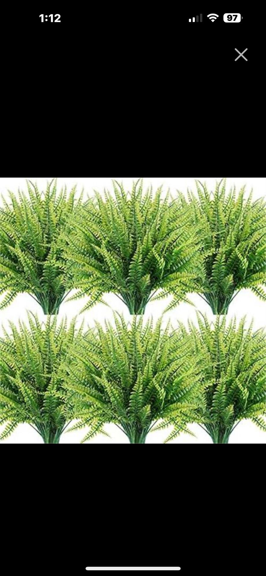 12 Bundles Artificial Plants, Fake Boston Fern Greenery Outdoor UV Resistant No Fade Faux Plastic Plants Garden Porch Window Box Decorating