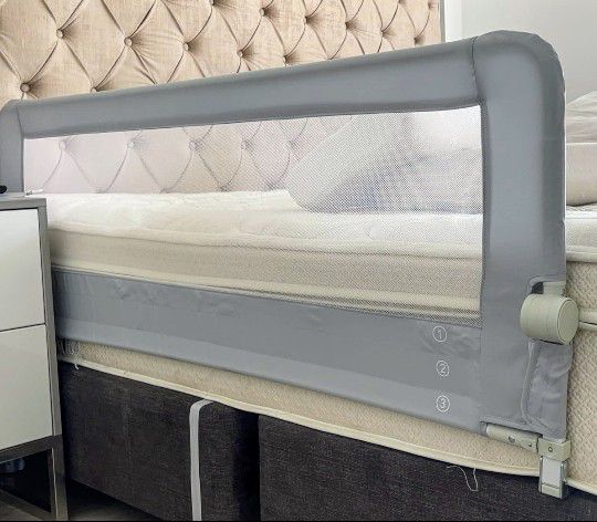 Extra Long Toddler Safety Bedrail, Fits Any Size Bed!  59"L, 22.8"H, Grey

New In Box!