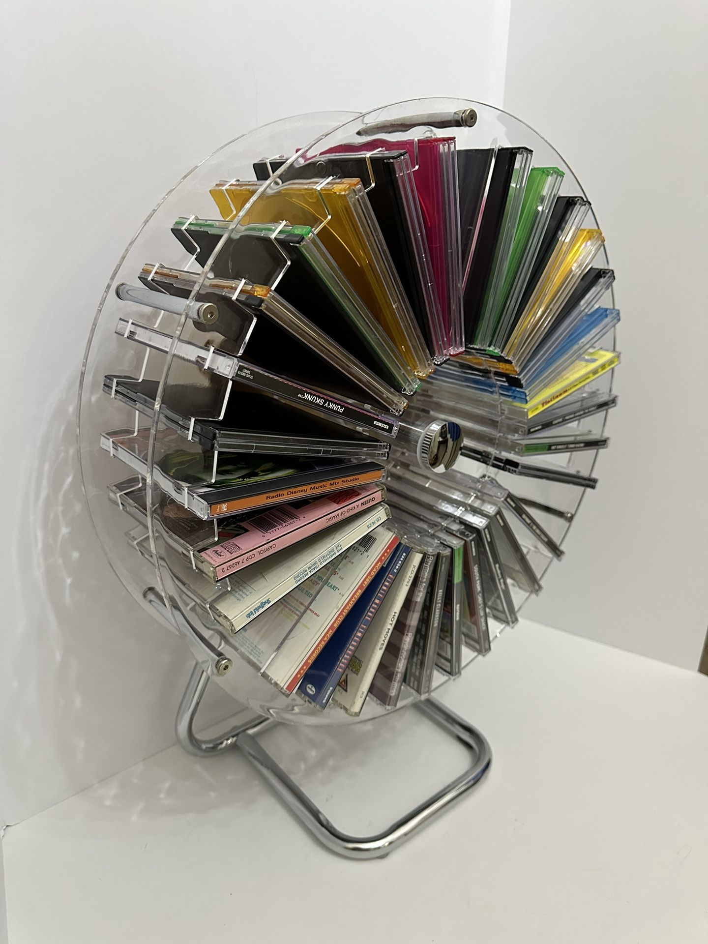 Vintage Clear Acrylic Ferris Wheel CD Holder Retro Lucite CD Rack