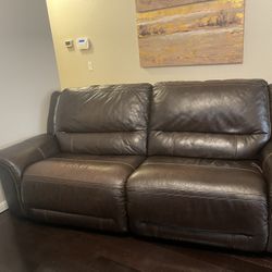 2 Leather Reclining Sofas – Manual Recline, Good Condition