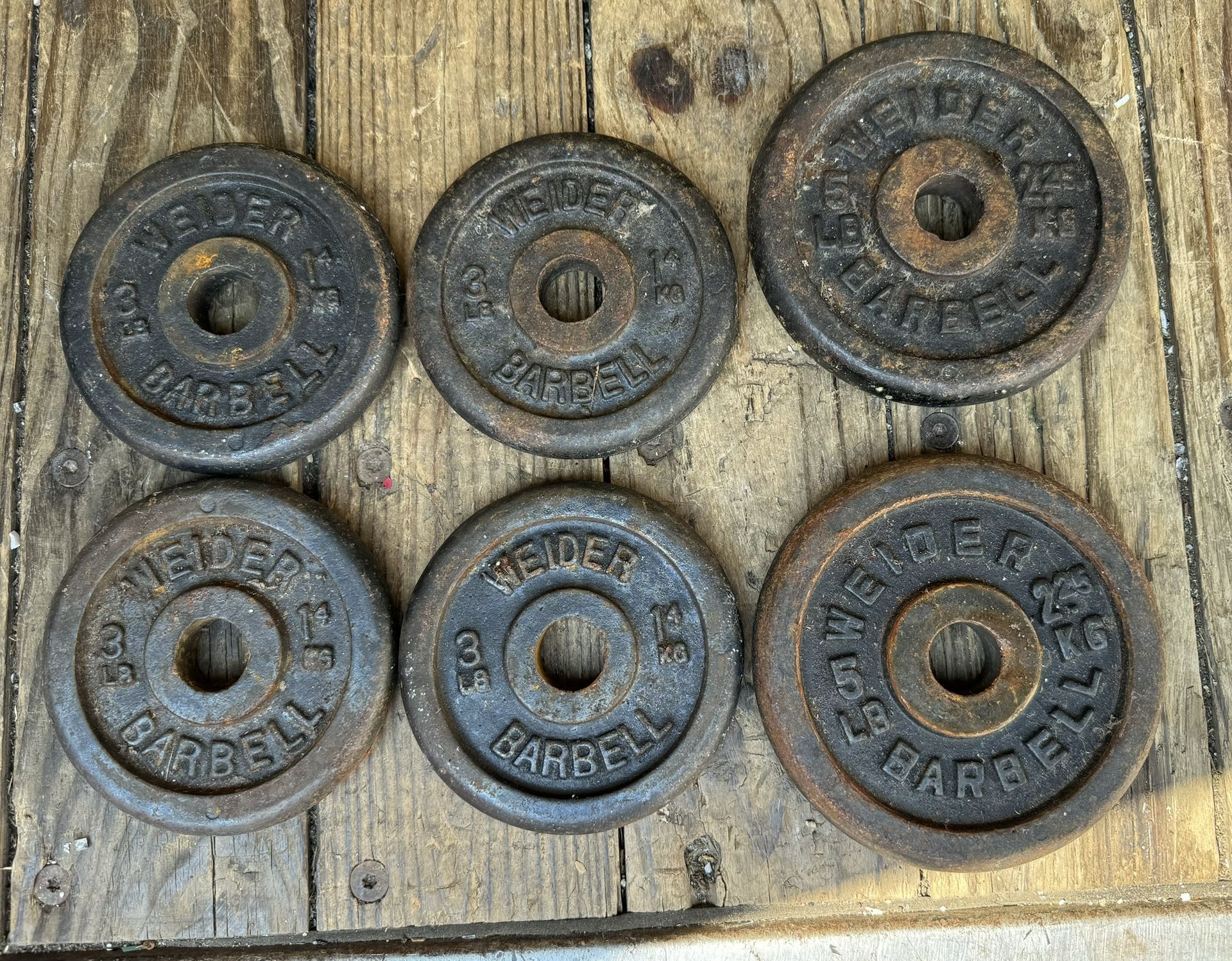 6 Weider Barbell Standard Weight Plates