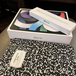 Ipad Air 4th Gen 64gb With Box, New Screen Protector, Apple Pencil With Box, Case 