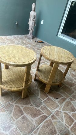 Kate and Laurel Rafina Rattan Side Table, 16x16x24, Naturall
