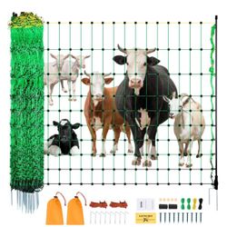 VEVOR Electric Fence Netting, 42 in (H) x 164 ft (L), PE Net Fencing with Posts & Double-Spiked Stakes, Utility Portable Electric Fence for Pigs, Cows