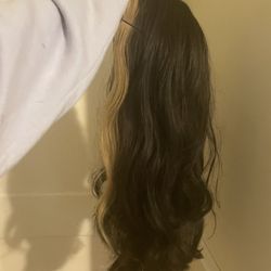  Brown with a blonde skunk stripe Lace Front 