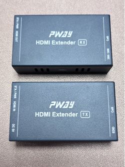 PWAY HDMI Extender TX/RX Set Over Cat6 Ethernet – Like New