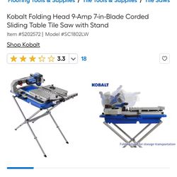 KOBALT 7in folding sliding table tile saw  NEW