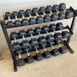 55-100 BRAND NEW RUBBER HEX DUMBBELLS $1/POUND