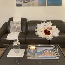 El Dorado Gray Graphite Leather Couch