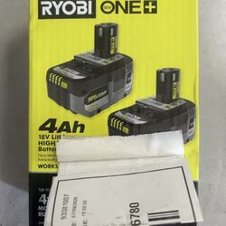SALE-2 RYOBI ONE+ 18V 4ah BATTERIES $90