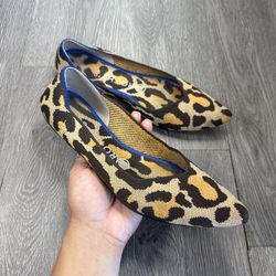 ROTHY’S | The Point Leopard Cheetah Animal Print Ballet Flat Shoes Slides Size 8