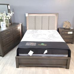 $10 Down Financing!!! BRAND NEW GREY QUEEN BED FRAME AND DRESSER!!!!! 