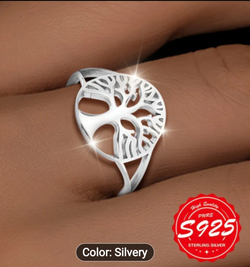 925 Sterling Silver TREE OF LIFE   Adjustable Ring