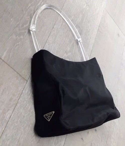 RARE Authentic Prada Black Nylon Lucite “Strap” Bag