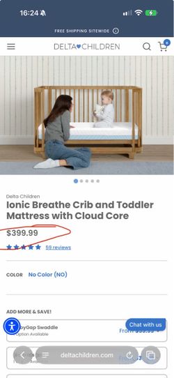 NEW delta children hypoallergenic antibacterial ionic silver mold/mildew resistant washable dual side crib and toddler bed mattress