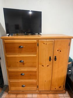 Hand Made Real Wood, Honey Yellow Dresser/Closet combo
