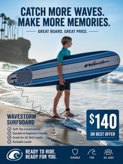 Wavestorm 8’ Surfboard – $140 OBO