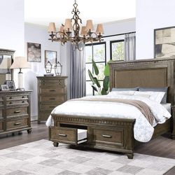 QUEEN SIZE HIGH HEADBOARD BED FOOTBOARD STORAGE DRAWERS - CAMA CAJONES