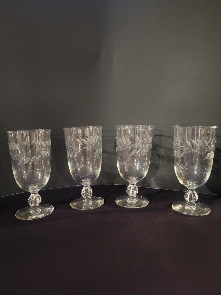 4 PC Libbey Wheat Lead Tea Glass 6 3/4 In