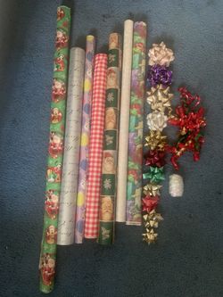 Merry Christmas, Thanksgiving, Birthday gift wrapping Wrap set, wrapping paper, ribbons and bows.