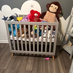 Gray Mini Crib