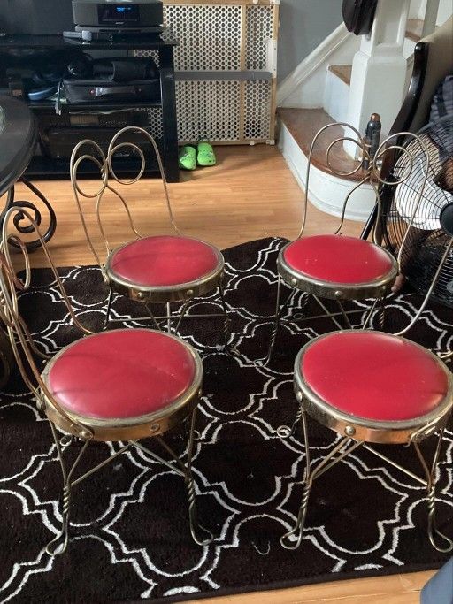 4 Antique Twisted Wire Chairs Coppertone Finish
