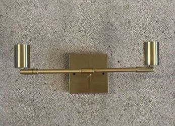 Gold Brass Modern Glam Adjustable Heads Wall Mounted light Fixture Sconce Takes 2 Lightbulbs With Mounting Hardware