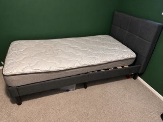 Twin bed with frame and mattress