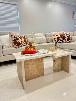 Solid Marble Travertine Coffee Table