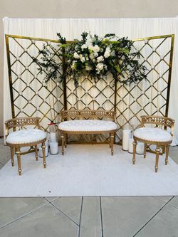✨ Elegant Gold & White Wedding/Event Backdrop ✨