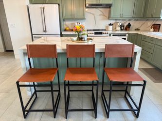 Pottery Barn Hardy Leather Counter Stools