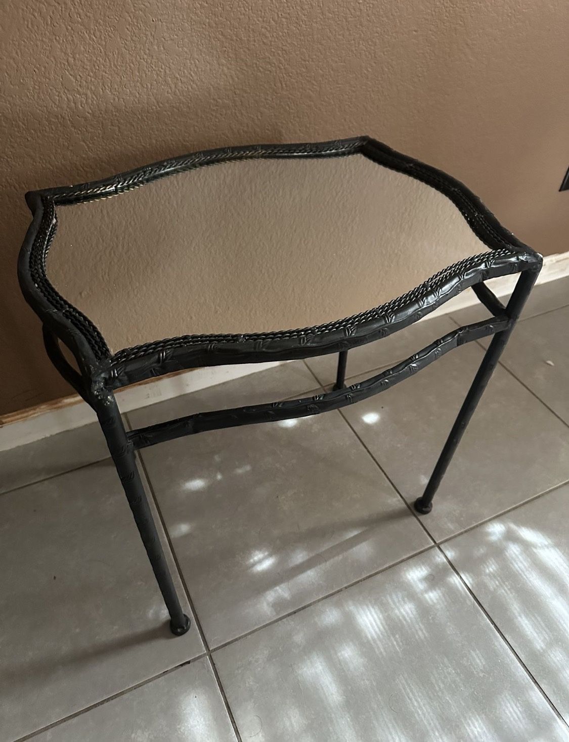 Metal Framed Mirrored Side Table
