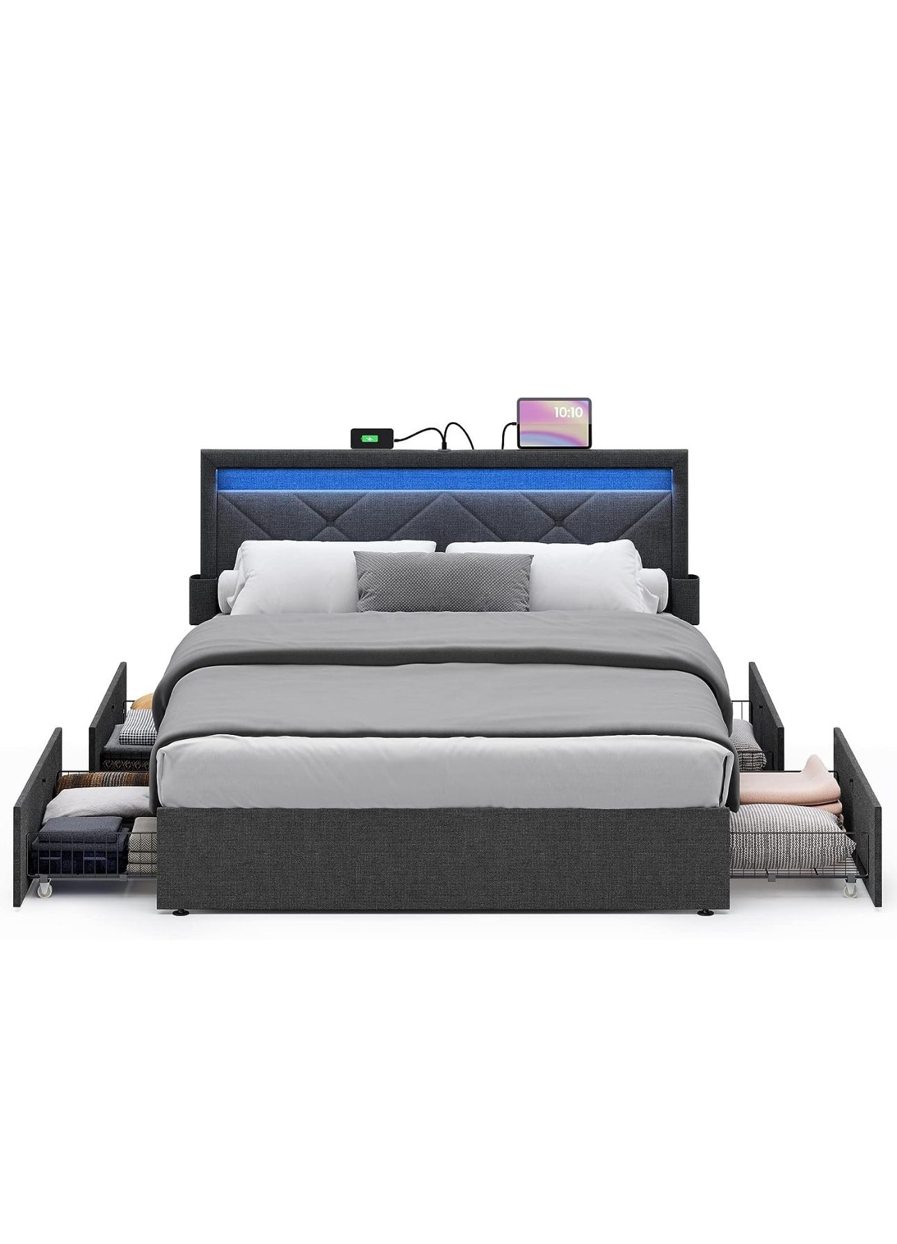 Queen Size LED bed frame and Headboard 