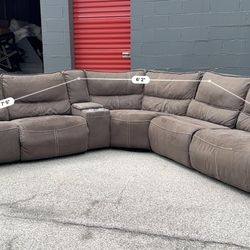 Brown Power Reclining Sectional w/ Cupholders - Free Curbside Delivery