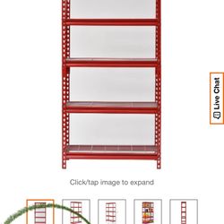 🩷5-shelf shelving unit features steel construction and measures 48"W x 24"D x 72"H