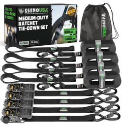 Rhino USA Medium-Duty Ratchet Tie-Down Set 4-Pack