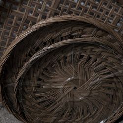 3 Round Bamboo Serving Trays, 2 With Removable, Washable, Divided  Plastic Inserts. Could Be Wall Hangings. 16 1/2", 18", 23 1/2"