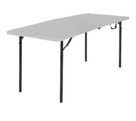 Cosco 6-ft x 2.5-ft Gray Fold-in-Half Resin Rectangle Indoor/Outdoor Folding Banquet Table 8 -Person