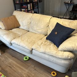 White Leather Sofa and Loveseat
