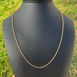 14k solid yellow gold thick Rope necklace chain 26" 2mm
