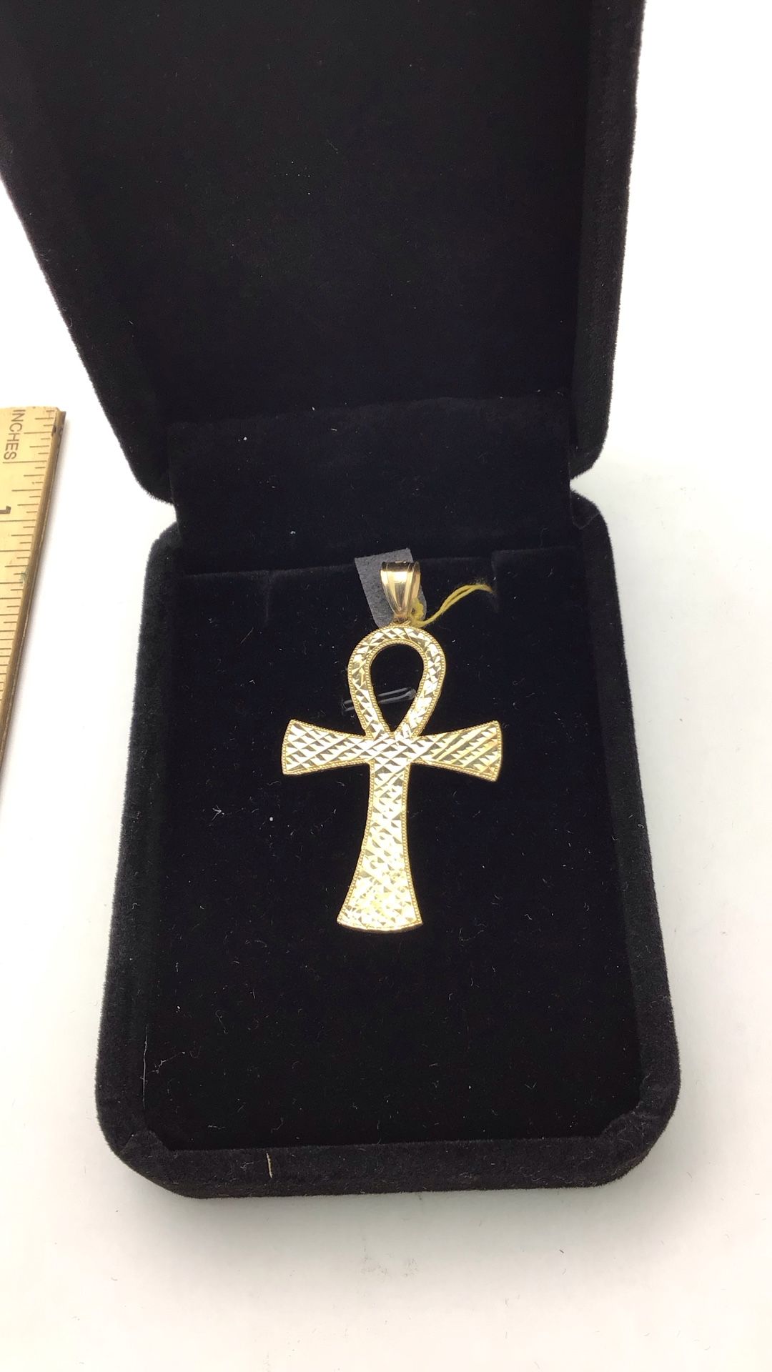 14k Yellow Gold Diamond Cut 4.6 Gram Cross Pendant 2” 💵 💳 💵 Cash and Card Accepted