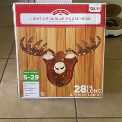 Light Up Burlap Moose Head 