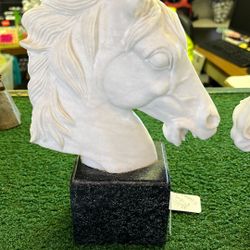 Horse head book Ends/Carved Marble